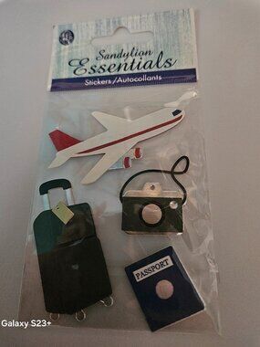 RARE SANDYLION AIRPLANE PASSPORT SUITCASE SCRAPBOOKING TRAVEL VACATION STICKERS